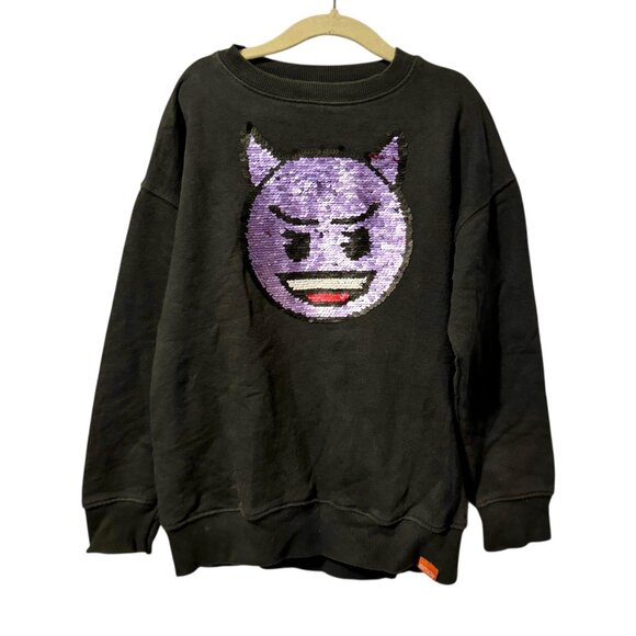 Zara Collection Kids Emoji Devil Sequin Pullover Sweatshirt, Size 9 / 134cm - Picture 9 of 10